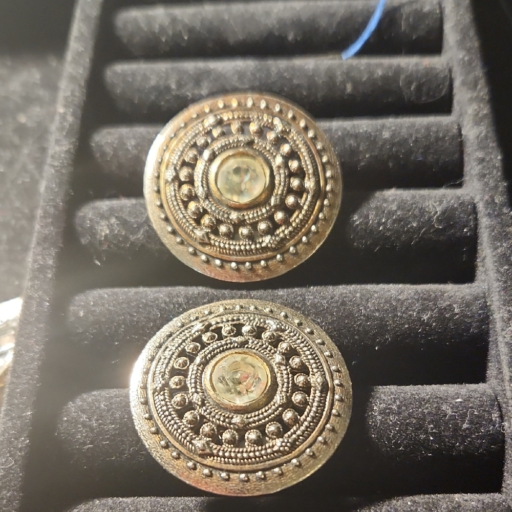 Vintage Round Earrings with Intricate Design. Lightweight